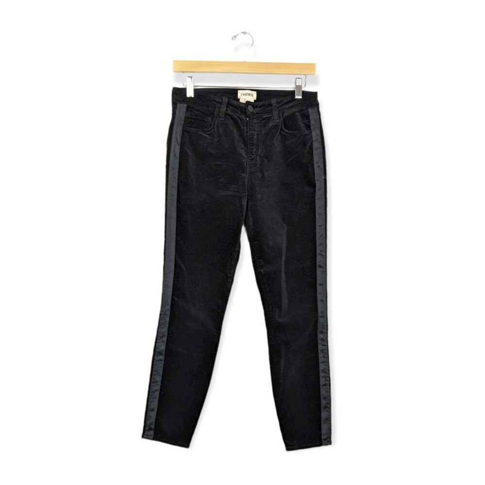 L'AGENCE Margot Velvet High-Rise Tuxedo Stripe Skinny Jeans Size 27
